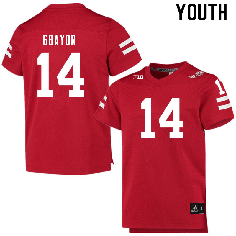Youth #14 Mikai Gbayor Nebraska Cornhuskers College Football Jerseys Sale-Scarlet
